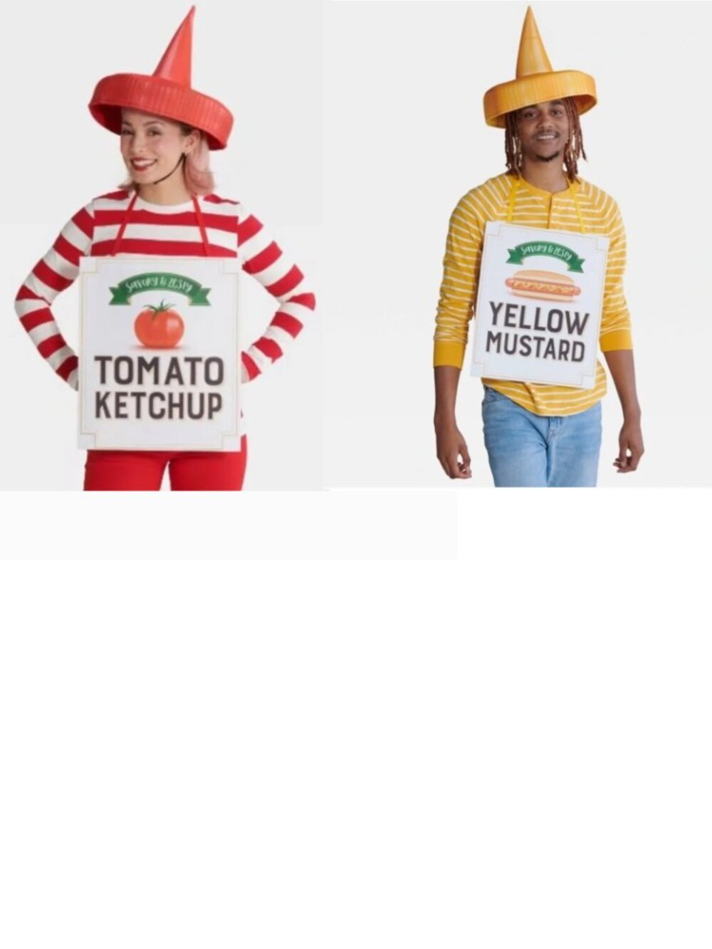 Mustard & Ketchup Headpiece & Label Halloween Costume Accessory 2 Pc Couples 14+